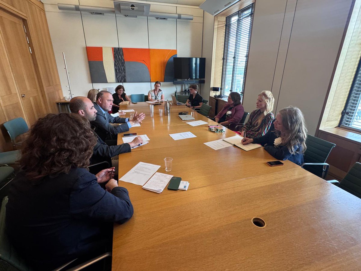 Palestine_in_UK's tweet photo. H.E. Ambassador @hzomlot met yesterday @TheGreenParty bloc in the UK Parliament. He discussed the latest developments and thanked them for their solidarity with the Palestinian people. https://t.co/Gy3DKssQ9e