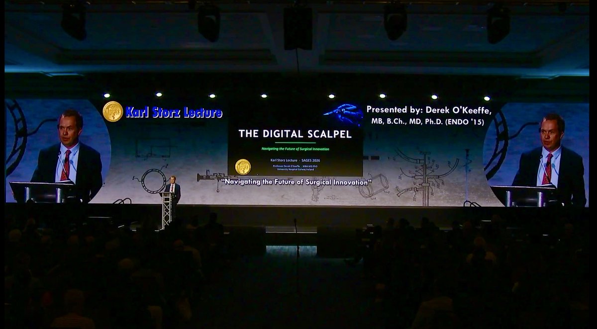 Physicianeer's tweet photo. Every generation of clinicians inherits the tools of the last and is asked to develop the ones that come next to improve patient care.

At the @HIVE_LAB we are building digital health solutions to clinical problems.

That was the spirit of the Karl Storz Keynote Lecture I delivered at the Society of American Gastrointestinal and Endoscopic Surgeons (SAGES) 2026 Annual Meeting — "The Digital Scalpel: Navigating the Future of Surgical Innovation."

The lecture lays out the Digital Scalpel Stack: a five-layer model of AI-enabled surgical practice, from the data layer at the base to human judgment at the apex. 

The case I make is that integrating AI into the operating room isn't a technology upgrade. It demands a reconceptualisation of surgical identity, new governance for human–machine decisions, and data literacy recognised as a core surgical competency.

It also confronts three risks we don't talk about enough: automation complacency, the accountability gap when an algorithm and a surgeon disagree, and the digital inverse care law, the danger that these tools widen access gaps instead of closing them.

The full recording is now online:

👉 https://t.co/bPGDIbINuI