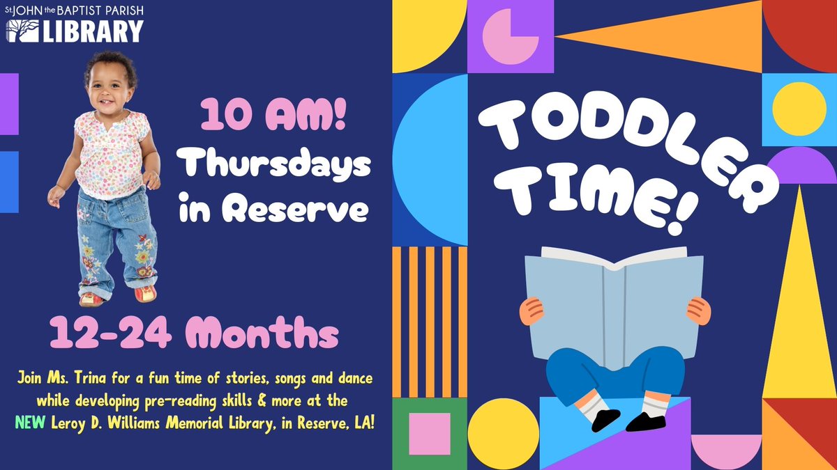 StJohnLib4's tweet photo. Storytime introduces the love of reading to early learners.  This is a perfect time for young children and their parents or caretakers to interact in a comfortable setting. Join us weekly at the LaPlace, Reserve, and Garyville branches! https://t.co/ULtxntw3je
