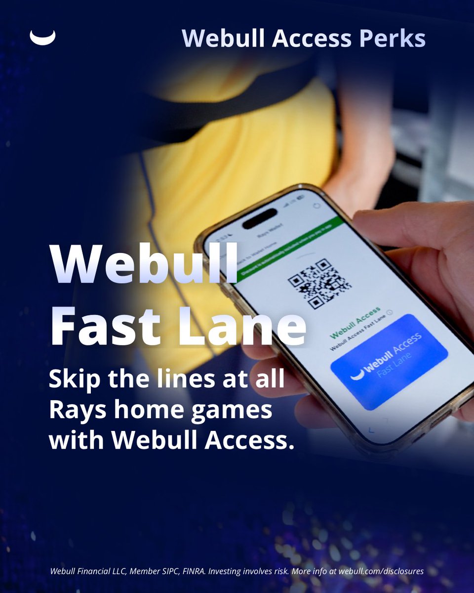 WebullGlobal's tweet photo. Webull users! It's time to experience @RaysBaseball like never before. Swipe to learn more about #WebullAccess and the premier Rays perks eligible Webull users can receive.

Click the link here to get started: https://t.co/qfFhY8PU3Z

Are you a #WebullAccess member? Post and tag us with your game day experiences.

"Webull Access" ticket and jersey offers are available to eligible customers. Terms and conditions apply. Tickets are limited, available on a first-come, first-served basis, and may become unavailable. Tickets will be delivered via the MLB Ballpark app prior to the game. Jersey discounts and ticket rewards have no cash value and are non-transferable. Fast Lane access is a separate promotion available to customers who maintain an open and funded Webull brokerage account. Webull Financial LLC, Member SIPC, FINRA. Investing involves risk. More info at https://t.co/mvbh4EOJ4X