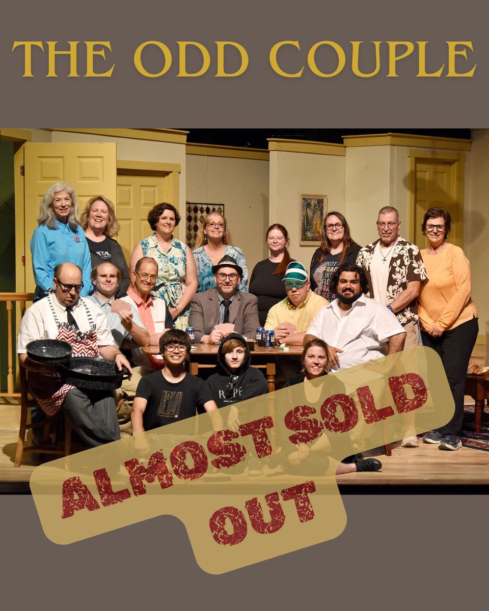 PMLTheatre's tweet photo. TOMORROW NIGHT — The Odd Couple (Male Version) hits the stage!

Only a few seats left for tomorrow's 7:30 performance! This one's filling up fast.

🚪 Doors at 7:00pm | Curtain at 7:30pm
🥂 Tribute Hall opens at 6:30pm
🎟️ https://t.co/nQDjqO0IBH or walk up to the box office https://t.co/4sHG1N9iWZ