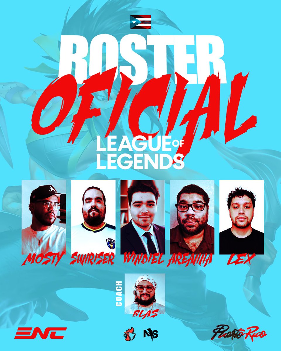 enc_pur's tweet photo. Aquí Nuestros rePResentantes en la Grieta del Invocador 🔥

🇵�� @Mostyy14
🇵🇷 Sunriser
🇵🇷 @W7ndyyy
🇵🇷 @areannavazquez
🇵🇷 Lex

Coach:
🇵🇷 @rgblastoise

Nos estarán rePResentando este weekend Jun. 19-21 en los ENC NA Qualifiers. Comenzando mañana a las 4:00pm est. 🌎🇵🇷 https://t.co/Lkflze32iP