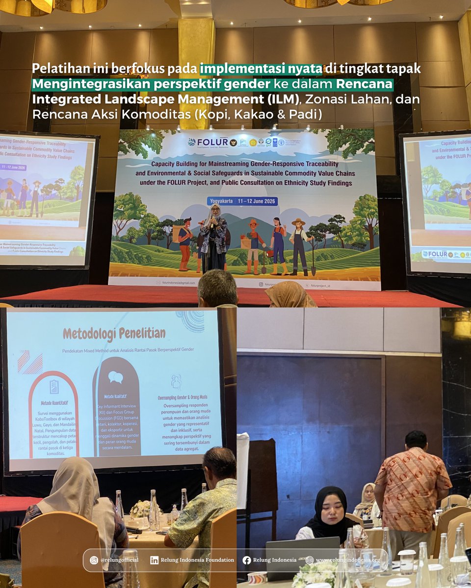 RelungIndonesia's tweet photo. Yogyakarta, 10–13 Juni 2026. Tim Relung Indonesia bersama Kemenko Pangan, Bappenas, UNDP, FAO Indonesia, dan mitra lintas sektor hadir dalam Peningkatan Kapasitas Gender and Safeguard Proyek FOLUR https://t.co/LiX7CQKTZi