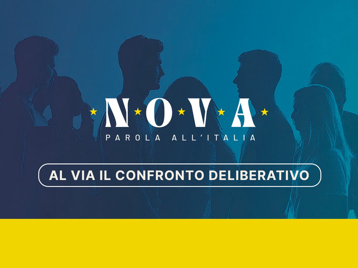 Mov5Stelle's tweet photo. Dopo un lavoro di ascolto diffuso su tutto il territorio nazionale, articolato in oltre 100 spazi di confronto e partecipazione, il percorso di Nova entra nella fase più avanzata e strategica, quella del confronto deliberativo. Un momento dedicato alla discussione e all’approfondimento delle proposte emerse dai territori. Continua a leggere qui ⤵️

https://t.co/jTvdTeh8ua
