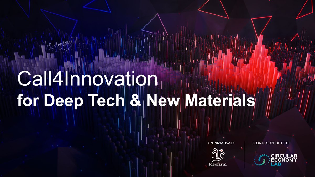 CELabOfficial's tweet photo. È aperta la Call4Innovation for Deep Tech &amp; New Materials fino al 4/9.

Promossa da #Ideofarm, con il supporto di CE Lab — #IntesaSanpaoloInnovationCenter e @CariploFactory  

Candidati ora: https://t.co/jgMibzByTa https://t.co/E7nuPra8vu