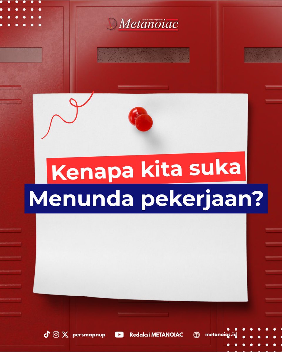 PersmaPNUP's tweet photo. Menunda pekerjaan merupakan kebiasaan yang sering dialami banyak orang, terutama mahasiswa. Namun, prokrastinasi tidak selalu disebabkan oleh rasa malas. Yuk cek kira-kira apa ya penyebabnya🫣 https://t.co/wsUgfp1ExG