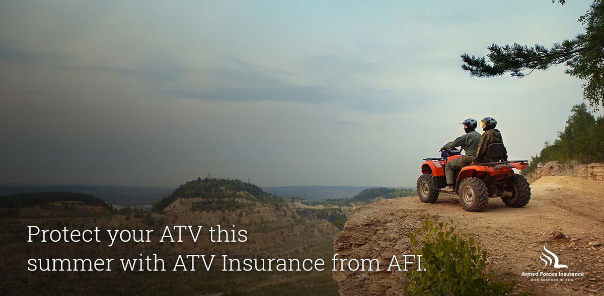 ArmedForcesIns's tweet photo. Your homeowners policy might not cover your ATV off your property. 
Make sure you're protected wherever the ride takes you.
Get a quote: https://t.co/lCnf4Sl9CK
#ATVInsurance #OurMissionIsYou https://t.co/pZ1ZuoOmZo