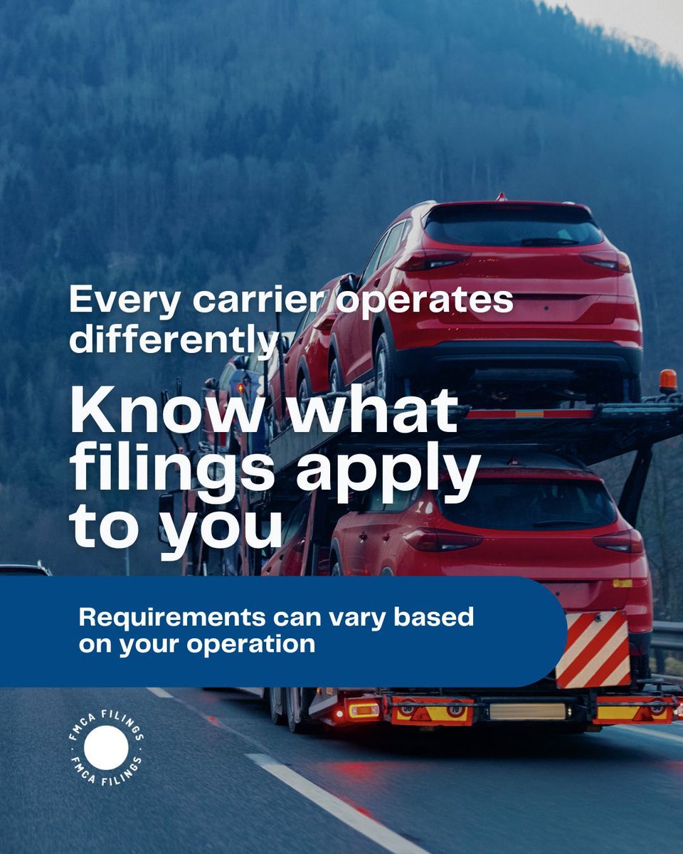 FMCA_Filings's tweet photo. Every carrier operates differently, and filing requirements can vary depending on your operation. 🚛

Knowing what applies to you helps simplify compliance.

🌐 https://t.co/CdKazCS4eV

#fmca #truckingcompliance #motorcarrier #dotcompliance https://t.co/tEpUdYVq5L
