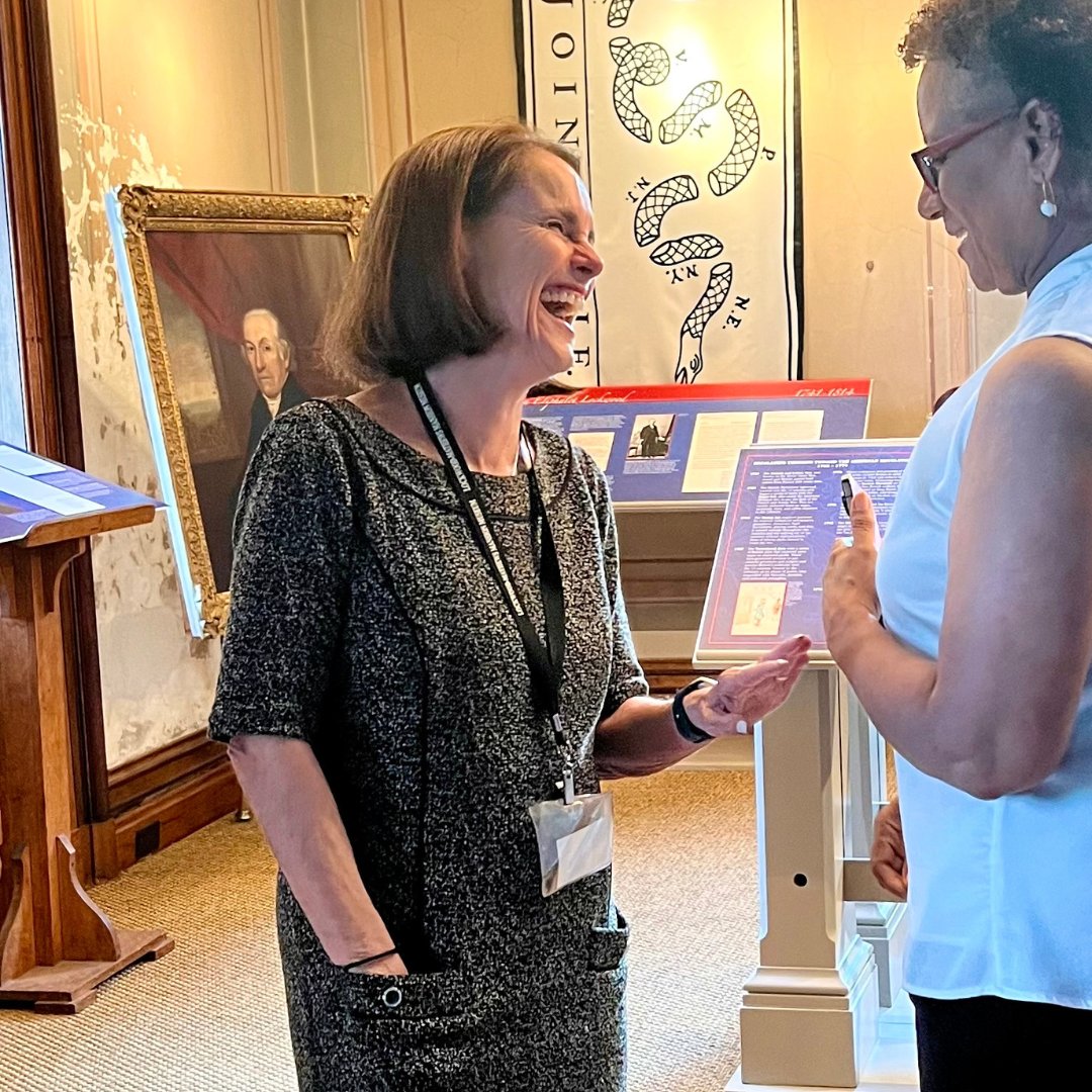 LockwoodMathews's tweet photo. Friends of the Mansion joined for the opening of “Revolutionary Roots.” Commemorating America’s 250th anniversary, this exhibit reveals stories of the Lockwood and Mathews families’ Patriot ancestors. Curated by Stacey Danielson with research by Curatorial Volunteer Midge Lopat. https://t.co/JyZBXzQJVV