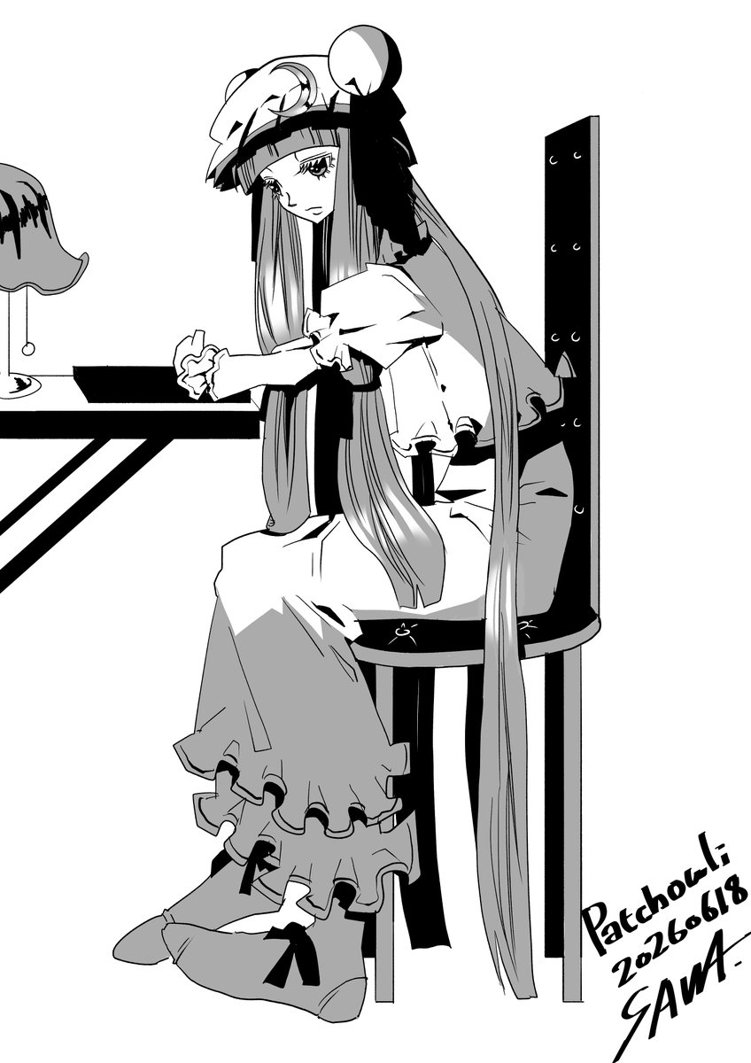 thinking_nt's tweet photo. お久しぶりです、生きてます
むきゅーの日描けなかったのでパチュリーさん📖 https://t.co/MFKaZ9FmQq