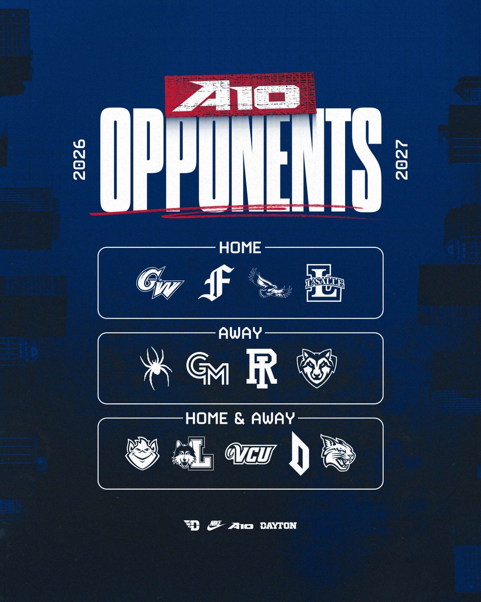 DaytonWBB's tweet photo. Dayton's 2026-27 A-10 Women's Basketball pairings. #UDWBB // #GoFlyers https://t.co/r5hfG9EtVR