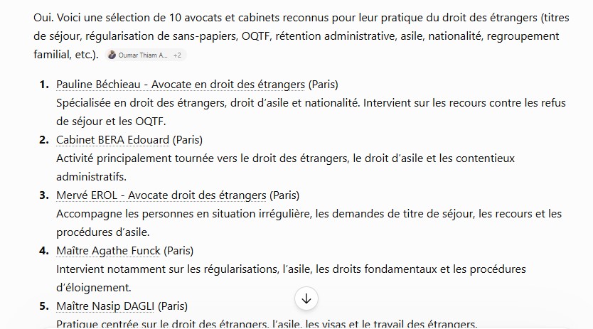 RocheteauDomin2's tweet photo. @tegnererik Donc il faut mettre en taule chat GPT :

"Peux-tu nous citer dix avocats spécialisés dans les droits des étrangers sans papiers?" https://t.co/HkFoXE00Ub