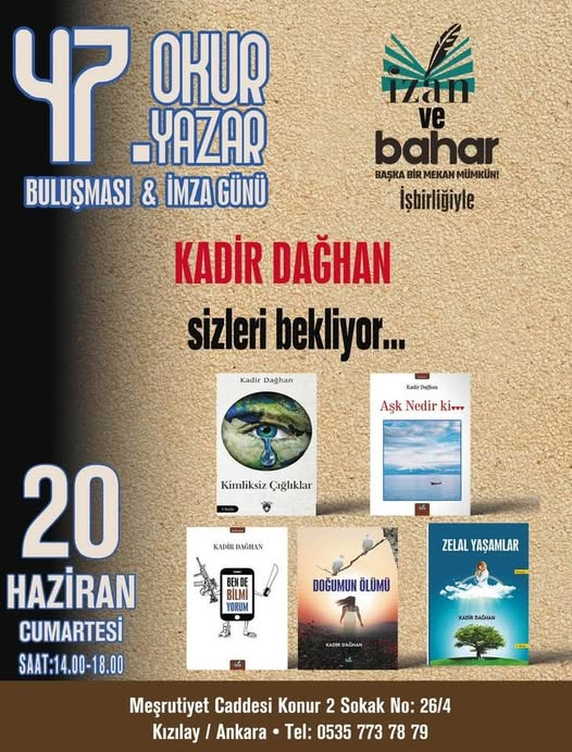 kadirdaghan10's tweet photo. GÖRÜŞMEK DİLEĞİYLE.
Yaşam pahalı, ekmek, su, kitap pahalı.
İşsizlik, hukuksuzluk, baskı, tehdit, dayak, ölüm, yasaklar ucuz.
Ancak inadına, inatla yazarak, okuyarak, dayanışma içinde olacağız.
Bu anlamda İzan yayınlarının geleneksel okur- yazar buluşuyoruz. 
Görüşmek dileğiyle. https://t.co/mPzyOgXm7M