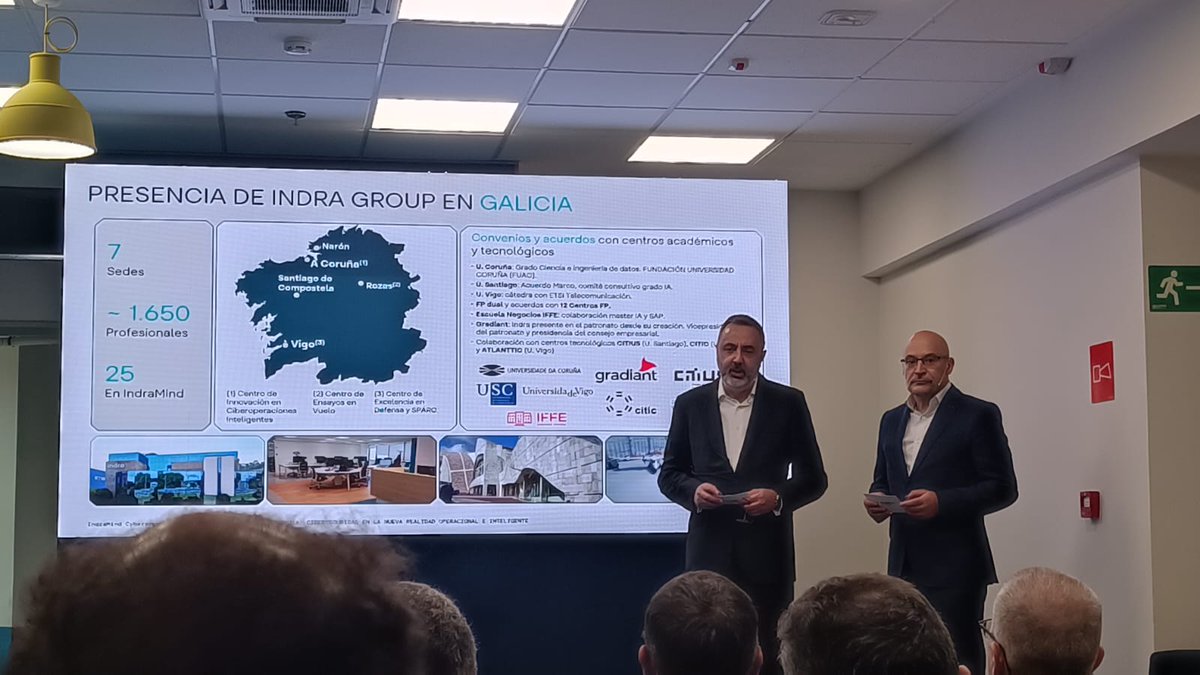 Gradiant's tweet photo. Hoy, en A Coruña, participamos en el encuentro de @IndraCompany sobre ciberseguridad e IA. Juan González compartió los retos de proteger entornos OT e infraestructuras críticas, garantizando su continuidad, resiliencia y seguridad.

#CiberseguridadOT #Gradiant https://t.co/kdiy2rFx3j