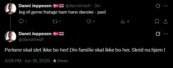 cyrus_razavi's tweet photo. Her har vi Danni Jeppesen, @danskhed1, som råber “perker” til højre og venstre, mens hans eget profilbillede får ironien til at skrige. 

Den unge mand ejer åbenbart ikke et spejl. 🤣🤣🤣

#dkmedier #dkpol https://t.co/kWslTanKDj