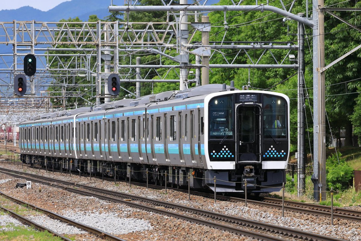 DeepSto19699071's tweet photo. 2026.06.18
今日はE131系が６両編成で試運転をやっていたので撮影に📷
#E131系200番代 
#性能試験 
#試運転 
#篠ノ井線 
#南松本駅 
#田沢駅 https://t.co/jbZdxpsm1z