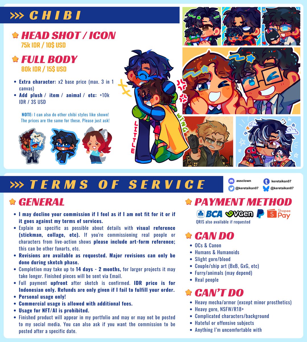 keretaikan07's tweet photo. [🔄️&amp;❤️ appreciated!]
Chibi commissions are open! 3 slots only
Open for local &amp; international VGen (check reply)

Please DM if interested, thank you!
#opencommission #VGenComm https://t.co/FlvDOiUECt
