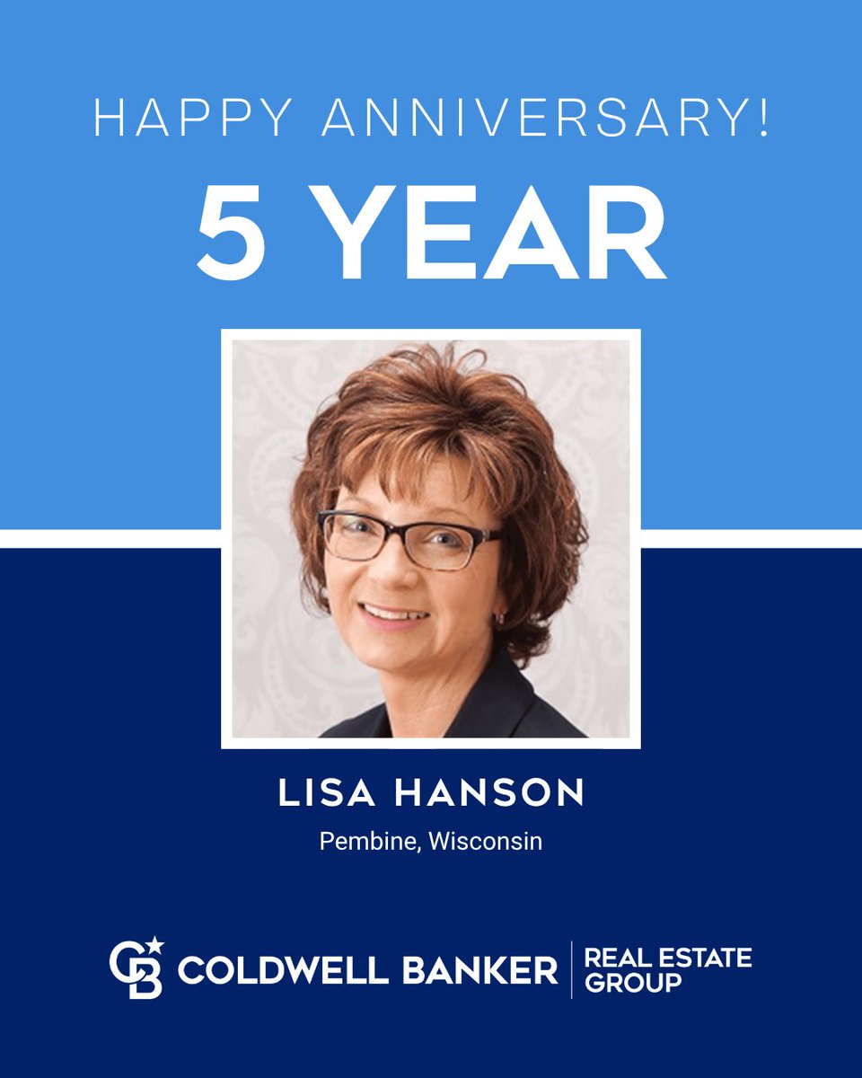 ColdwellHomes's tweet photo. Celebrating 5 years of dedication and service for Lisa Hanson! 

Reach Lisa at (715) 929-0026 for your real estate needs.

#TheBestWearBlue https://t.co/UZ0pMGc06M