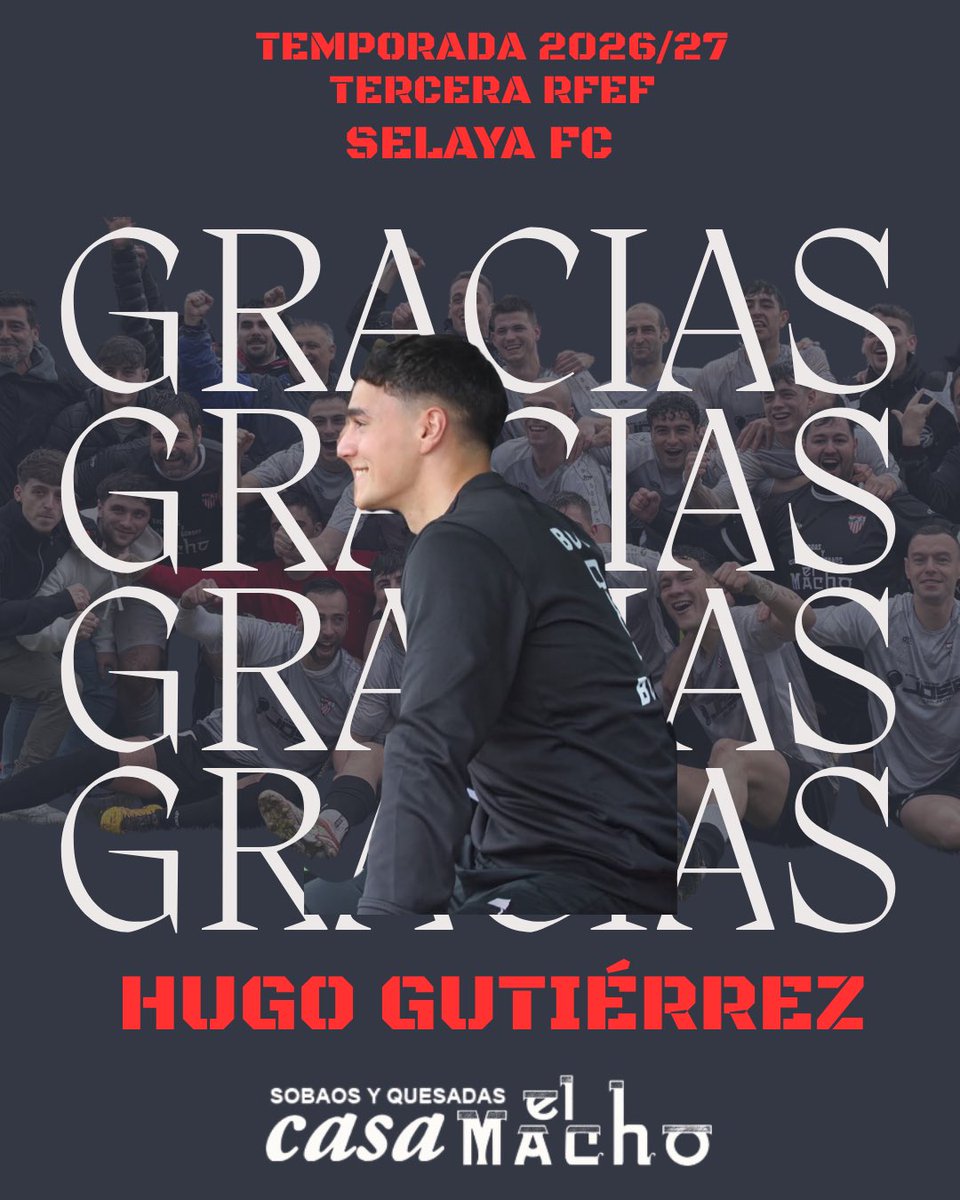 SelayaFC's tweet photo. 🔴¡GRACIAS HUGO!⚪️

Hugo no formará parte de la plantilla la próxima temporada 26/27.

Ha sido un placer tenerte en nuestra plantilla, Hugo. Mucha suerte de ahora en adelante, el Castañal siempre será tu casa. 🏟️ 

#SelayaFC #TerceraRFEF https://t.co/pB10CM7sVn