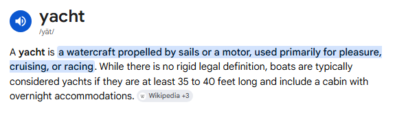 DeepValueBagger's tweet photo. Let's keep the yacht comparison grounded.

A yacht is watercraft at least 35 to 40 ft long. I'm targeting 38 or 42ft.  Any larger boat I would need to hire a captain, and I'm not that wealthy yet. https://t.co/Nvni54Fcnm