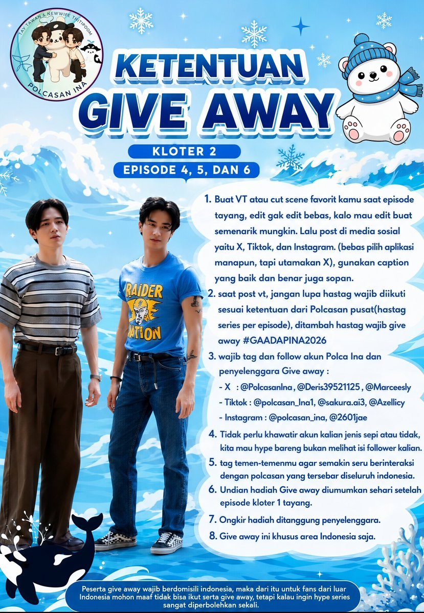PolcasanIna's tweet photo. gaes ketemu lagi kita sama Give Away Edisi A Dog And A Plane Series yuhuuu🥳🥳🥳. 
Kloter kedua dengan aturan yang sama, jangan lupa hastag series dan hastag give away nya yaa. terima kasih❤️ 

#ADogAndAPlaneEP4
#ADogAndAPlaneSeries #polcaindonesia #TayNew #GAADAPINA2026 https://t.co/TLKIhXIKNQ