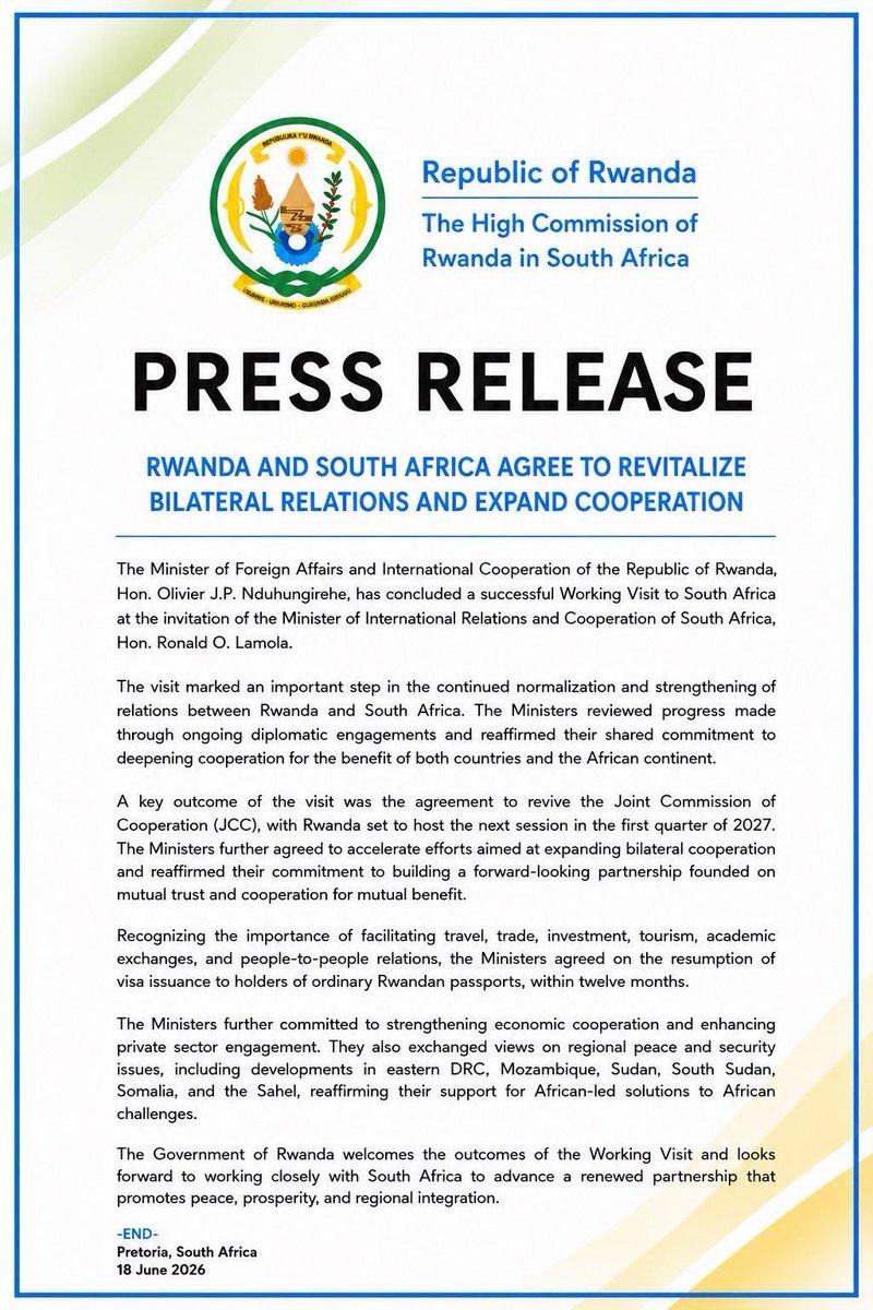 Sophie_Mokoena's tweet photo. South Africa and Rwanda strengthening the relations. #sabcnews https://t.co/2risam2vGt