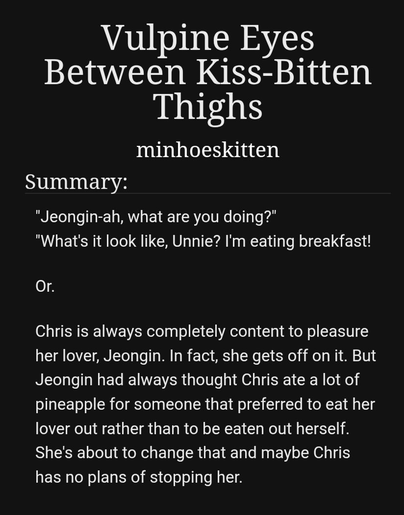 m1nb1nsk1tten's tweet photo. 🦊💋 Vulpine Eyes Between Kiss-Bitten Thighs 💋🦊
💋 explicit
🦊 bαηg chαη × γαηg jεοηgιη
💋 5.3k
🦊bingo fills for @jngchnwriters below
💋 mood board by me ❤️ https://t.co/5cyCj0WwR0