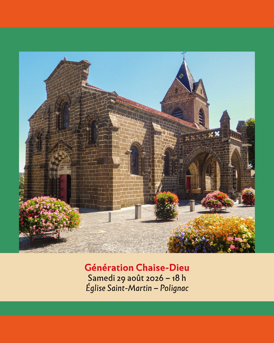 Fest_ChaiseDieu's tweet photo. [Génération @Fest_ChaiseDieu🎼]À retrouver le 𝘴𝘢𝘮𝘦𝘥𝘪 29 𝘢𝘰û𝘵 à 18𝘩☀️à 𝘼𝙧𝙡𝙖𝙣𝙘 (château de Mons) et à 𝙋𝙤𝙡𝙞𝙜𝙣𝙖𝙘 (église Saint-Martin) 👉Infos : https://t.co/ZKNbyCgf0g / https://t.co/24f63l7eWv  
Avec @EDF_AuRhAlpes &amp; la @auvergnerhalpes https://t.co/vvQOk8CUfm