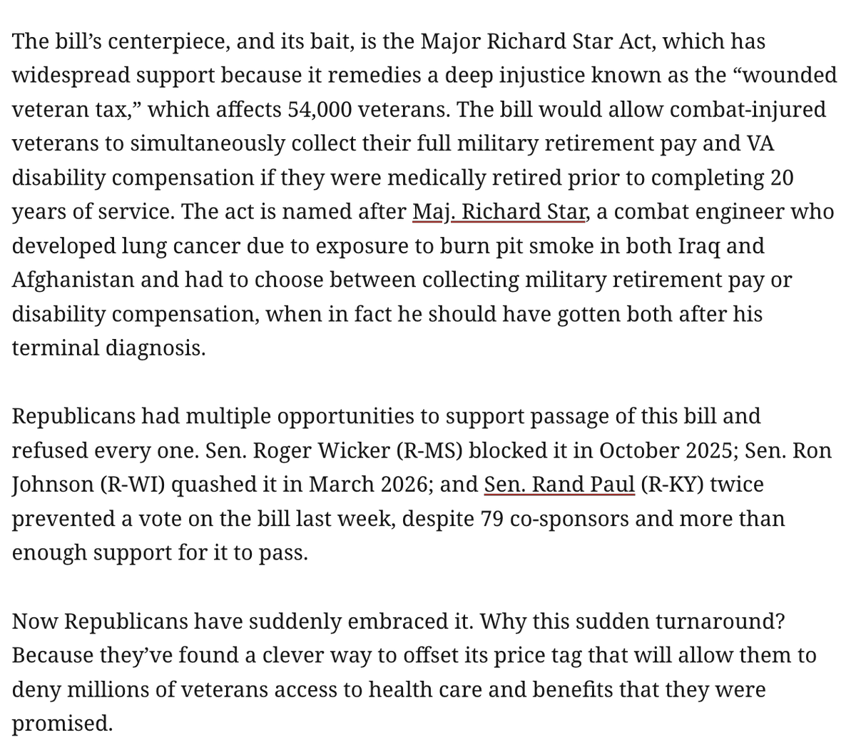 ddayen's tweet photo. 🚨Alert: A Republican legislative package would stop wounded veterans from being cheated out of benefits. But that's offset by denying future veterans access to health care. 
https://t.co/Ul2KzGWNN4 https://t.co/RmDCz3QLgL