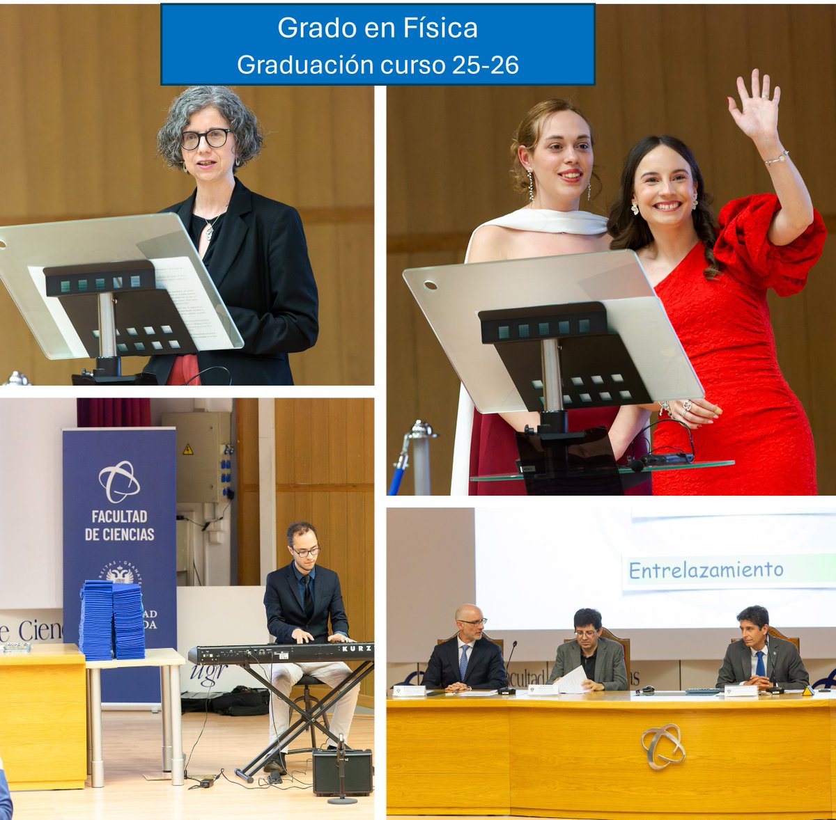 fcienciasugr's tweet photo. 🎓 El pasado 15 de Mayo celebramos en la Facultad de Ciencias el Acto académico de Graduación del Grado en Física, en el curso 2025-2026.
¡Estamos seguros de que lograreis grandes cosas, gracias por hacernos partícipes del camino y enhorabuena! https://t.co/uTnicOSIGY