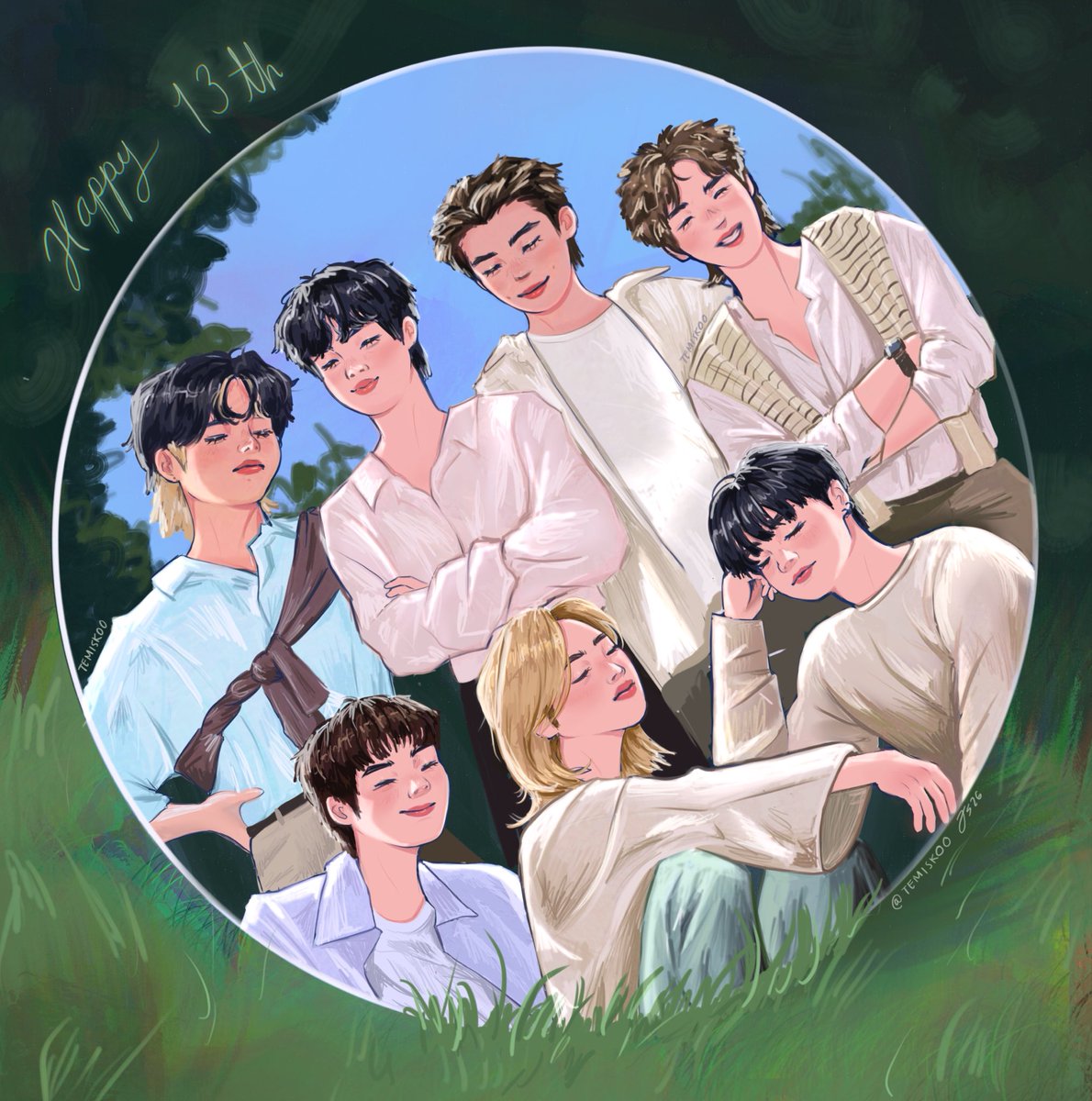 temiskoo's tweet photo. happy 13th my lovessss💜

#btsfanart https://t.co/f9cNSr7ruj