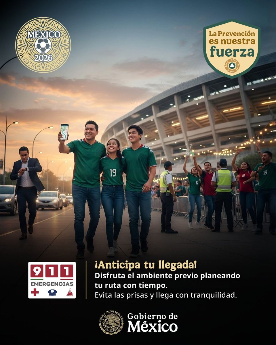 SSPCMexico's tweet photo. La Coordinación Nacional de Protección Civil @CNPC_MX emite recomendaciones preventivas a los aficionados que acudan al partido de la selección mexicana. https://t.co/t9oIkKhQYI https://t.co/dWbbNLWdtN