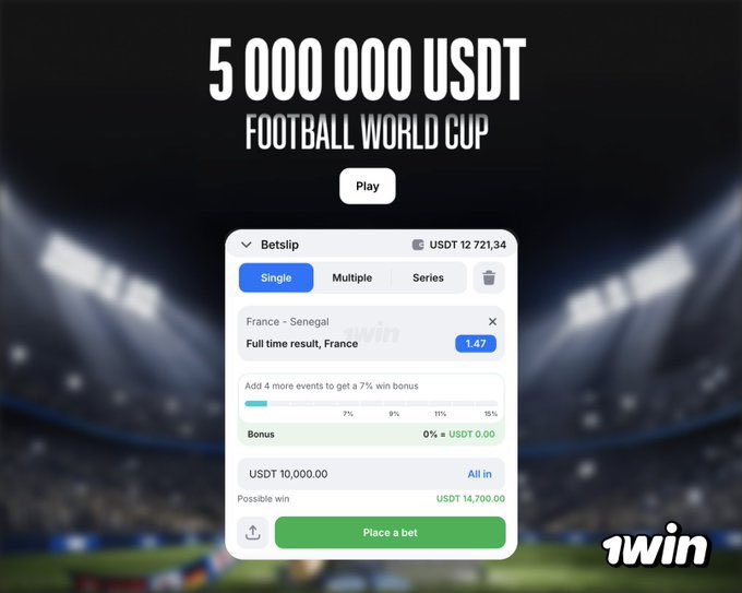 BazukaBt's tweet photo. Most fans will watch the World Cup, celebrate the big moments, debate the results, and even have banters and move on when it's over.

Others will take it a step further.

That's what caught my attention about @1winpro's World Cup tournament. They're offering a massive $5,000,000 prize pool for people who back their football knowledge with predictions.

If you're already following every game and making calls on who wins and who doesn't, this could be an opportunity worth exploring.

A $5M prize pool isn't something you see every day. 

Now do the with this what you want and I’m very sure you want IN 🫡