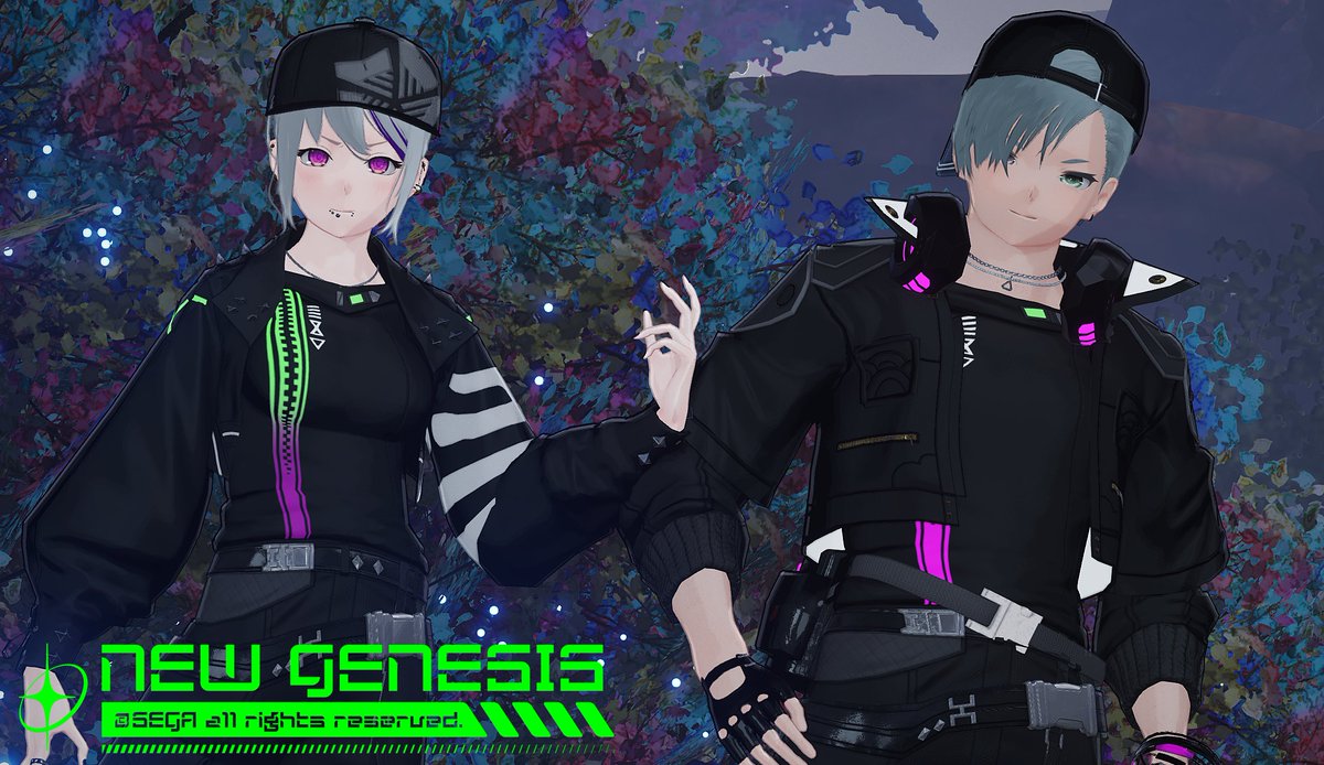 Gp_hi_'s tweet photo. 朝のねやちゃんとのSSはお揃いのパンク風コーデで🎸
#PSO2_NGS_SS #ship4
#ねやがらSS #りずむロゴ
#メンテの日じゃないけどSS貼る

ねやちゃん(@m2neya ) https://t.co/su5gfZVSLo