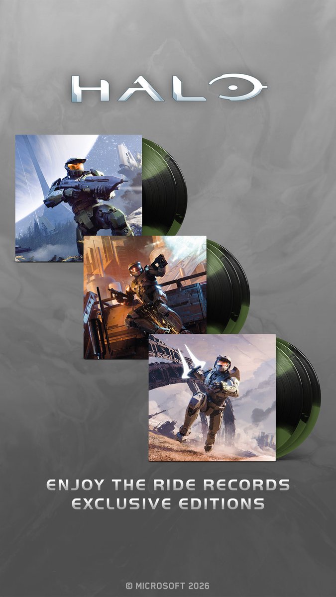 EnjoytherideRES's tweet photo. Pre-Orders NOW OPEN at https://t.co/KZZge31tJV for Halo: Combat Evolved (Original Soundtrack), Halo 2 (Original Soundtrack), and Halo 3 (Original Soundtrack).

The ETR Exclusive Color Variant, Tactical Green &amp; Black, is limited to 300 copies. Ships February 2027.

#VGM #HALO https://t.co/xMeWBHGN4p