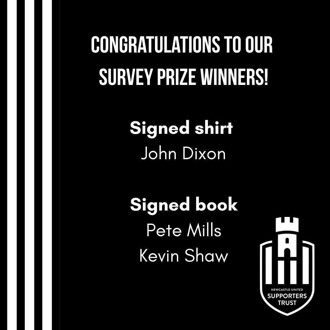 nufctrust's tweet photo. Thanks to everyone who filled in our annual survey! 

While we crunch the numbers, we’d like to congratulate our three prize draw winners 🙌🏼 #NUFC https://t.co/vXAnnU3rIC