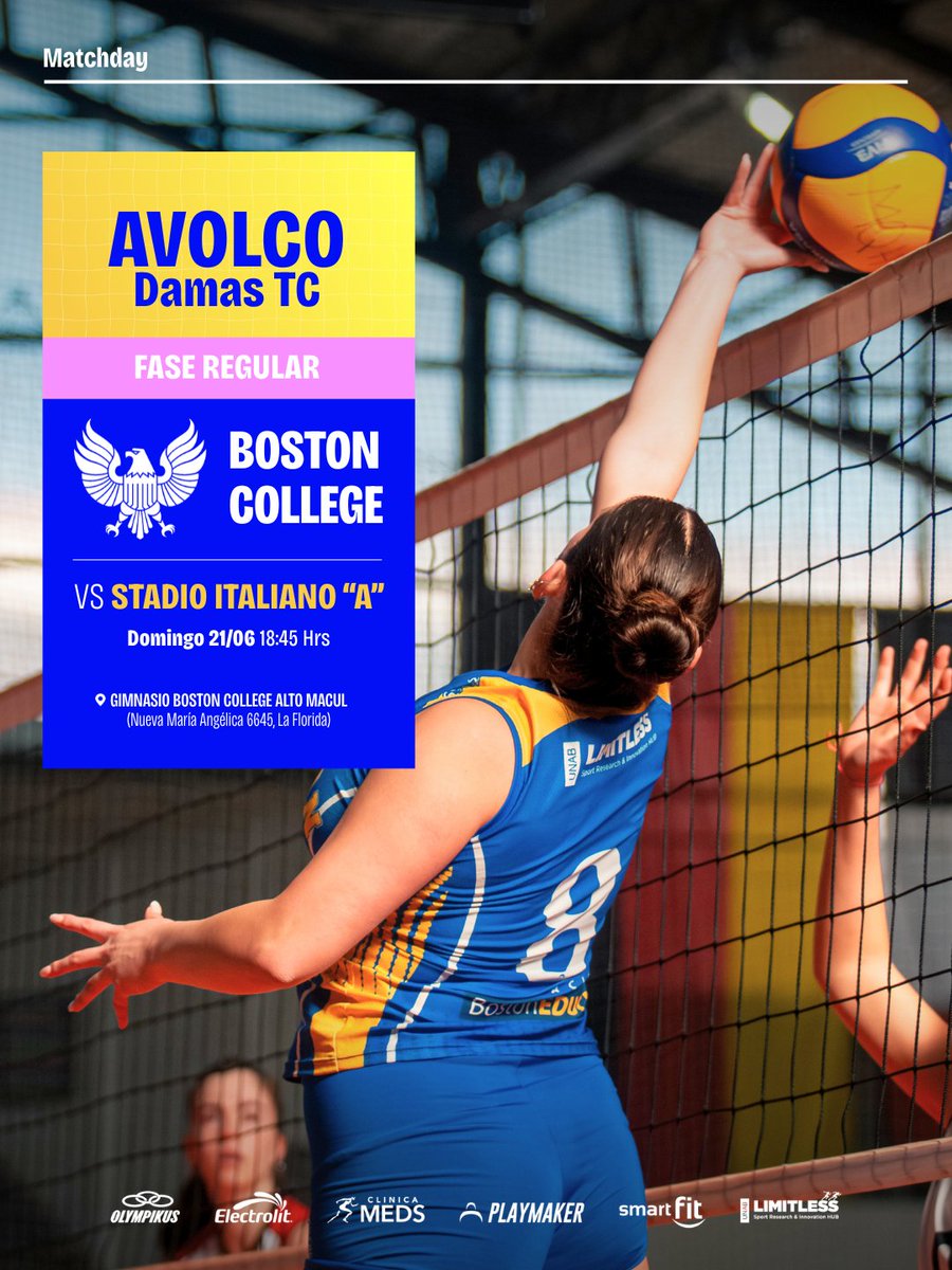 CDBostonChile's tweet photo. 🏐 Nuestras #Águilas 🦅 de la serie femenina Todo Competidor tienen un nuevo desafío en el horizonte por la Liga de la Asociación de Vóleibol Las Condes #AVOLCO 🏆.

🆚 Stadio Italiano "A"
📅 Domingo 21 de junio, 18:45 hrs
📍 Gimnasio Boston College Alto Macul

#SomosBoston 🔵🟡 https://t.co/02TAUnIlwo