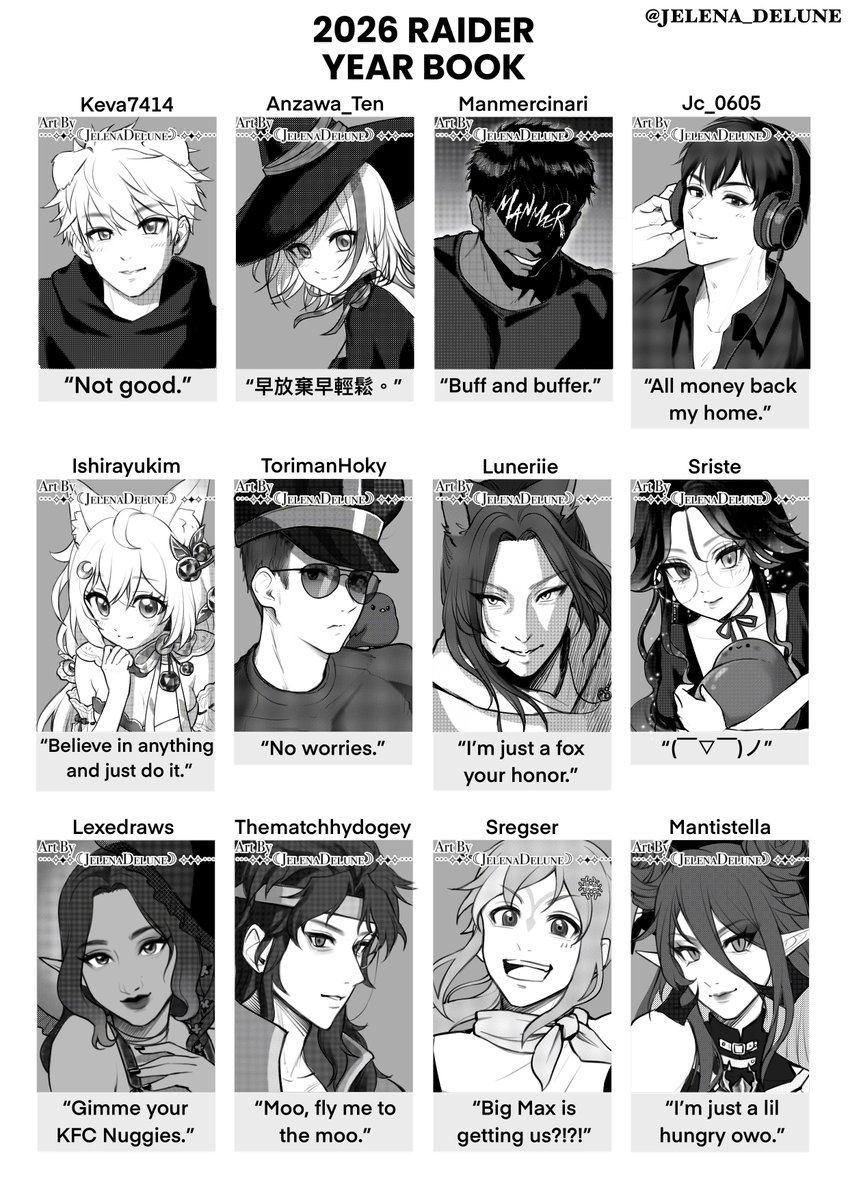 Jelena_delune's tweet photo. 🌙2026 Twitch Raider Year Book — Page 1 ✨
Raid art for the streamers who raided my channel💜
#vtuber #RaidArt #VtuberArt #OC #ArtShowcase #DigitalArt #ScreenTone #Comics #procreate #JelenaDelune https://t.co/nCPYn82oQO