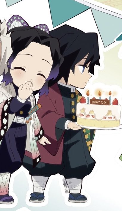 leopikah's tweet photo. Shinobu touching Giyu in these birthday art pics 👀 usually just Giyushino close to each other https://t.co/EcwWTuVbrX