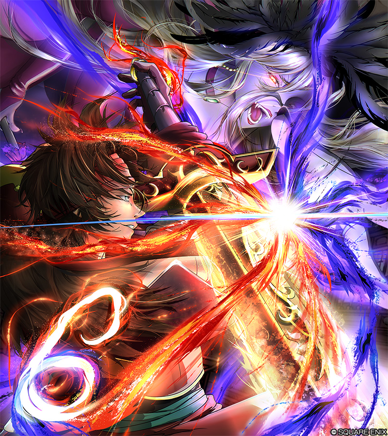 DQ_X's tweet photo. 【あと6日！】『ドラゴンクエストX　時空の迷い子たち　オンライン』 6月25日(木)発売！
本日はクールに決めた竜族コンビに、竜化したユシュカ・ザンクローネVS魔女グレイツェルの激アツなバトル系イラスト！
キュルルのイラストにはなんて書いてあるのかな？
#DQ10 #時空の迷い子たち https://t.co/5zNkS9f9ps