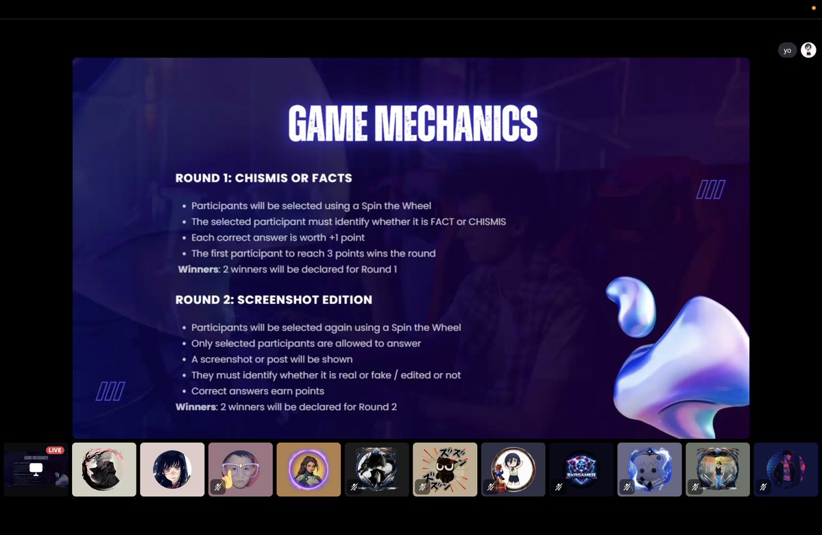 notkazushikita's tweet photo. 🎮 We're live now at Chismis or Facts: Web3 Edition on Meta Vanguard!
The community is putting their Web3 knowledge to the test, separating facts from chismis and spotting what's real or fake in our Screenshot Edition challenge. 👀 https://t.co/hMYIaM7W3u