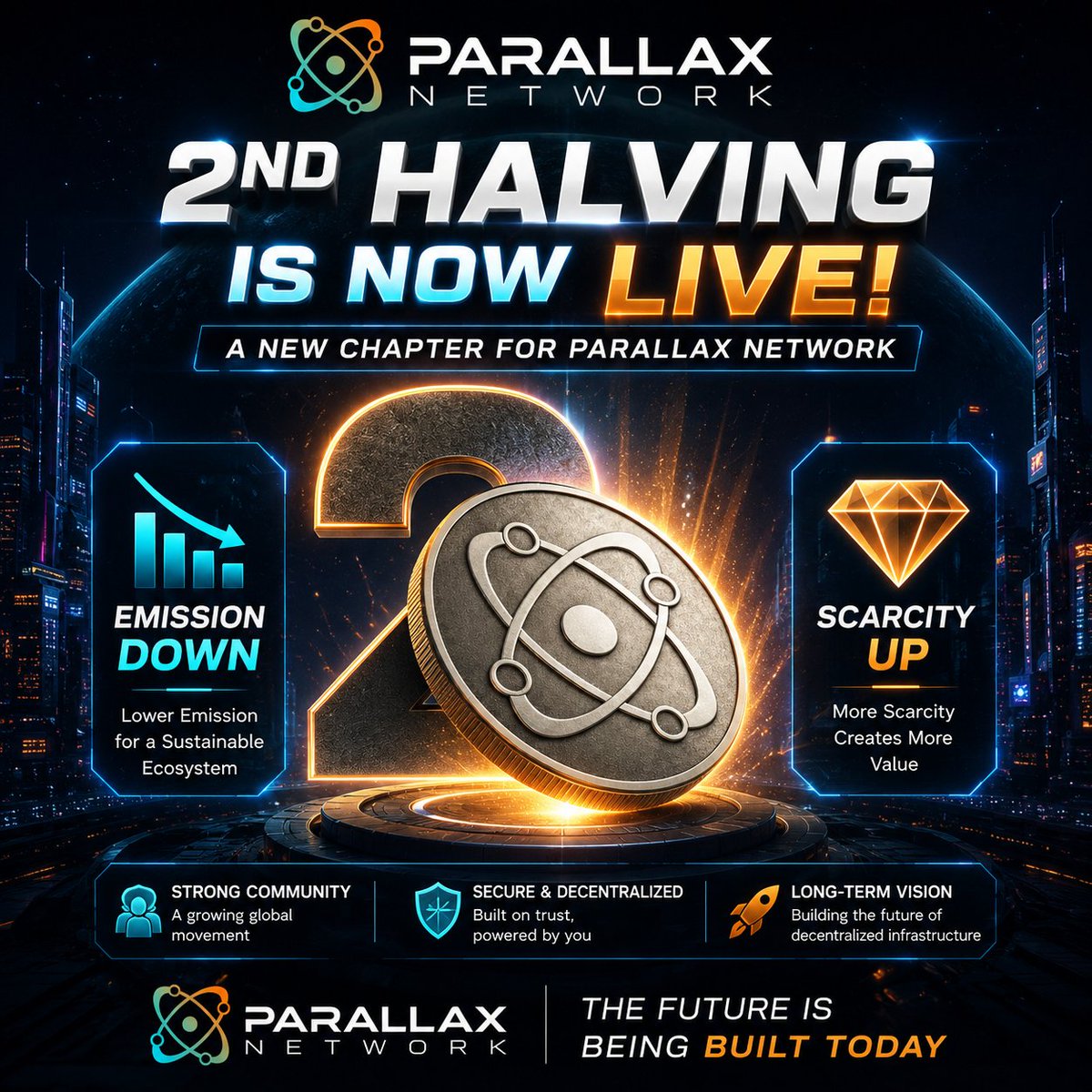 ParallaxBD's tweet photo. 🚀 Parallax Network's 2nd Halving Is Now Live!

A major milestone has been reached in the Parallax ecosystem.

The 2nd Halving means the rate at which new $PAX is distributed has been reduced, making the network more sustainable and strengthening the scarcity of $PAX over time. 💎

Why does this matter?

⚡ Lower emissions help control supply
📈 Increased scarcity supports long-term ecosystem growth
🌐 A stronger and more sustainable network for everyone
🚀 Another step forward in the evolution of @networkparallax

Every halving marks progress. It's a sign that the network is growing, the community is expanding, and the vision is becoming reality.

The future of decentralized infrastructure is being built one block, one miner, and one community member at a time.

🔥 Start mining today and become part of the journey.

📲 Join Parallax Network and start mining $PAX!

🎟️ Invite Code: 69529508

Download: https://t.co/h7q4i5DFEq

#ParallaxNetwork  #Halving #Web3  #Blockchain #Mining 💎🌐 @DaniHeffelmann1