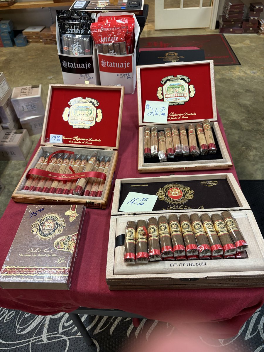 MikesCigarRoom's tweet photo. We still have a handful of Opus X, Eye of the Bulls &amp; Anejo 8-8-8s left. Also 1 Fuente Father and Son gift set for some lucky Dad for Father’s Day. You still have time! https://t.co/3dQbQdj8b8