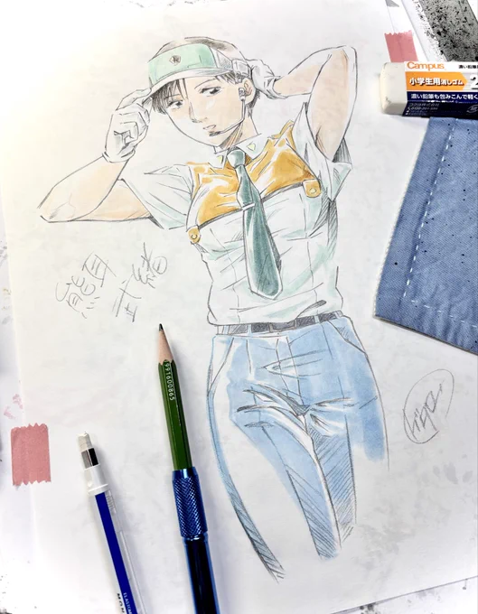 『機動警察パトレイバー』 鉛筆、コピックで 「熊耳武緒」 #機動警察パトレイバー