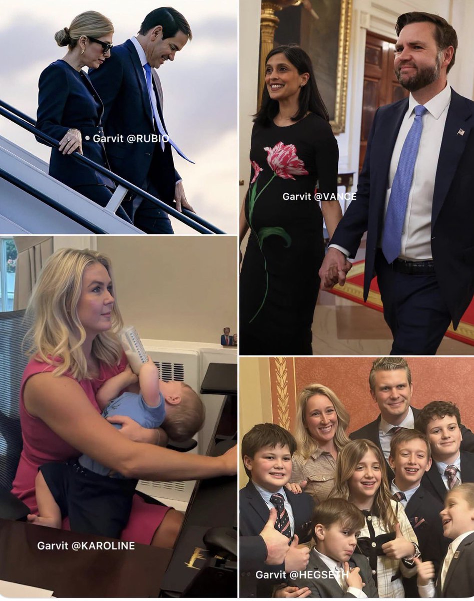 nettermike's tweet photo. Your heart should breaking as you read this. Because you all need to realize something about Usha Vance Karoline Leavitt Jennifer Hegseth and Jeanette Rubio These four women right now are each carrying something that most people will never fully understand. Usha Vance pregnant with her fourth child baby boy coming in July and JD chose no formal leave. She is home. Alone. Counting the days. While her husband carries America. Karoline Leavitt who stood at the most powerful podium in America for 39 weeks pregnant never missed a single day. Came back to work four days after having baby Niko. And today holds baby Vivi knowing another briefing is always just around the corner. Jennifer Hegseth who holds seven children together every single time Pete boards that plane. Every deployment. Every trip. Every morning the kids ask where dad is. She answers. Alone. And Jeanette Rubio who has watched her husband cross three continents in one week away from her away from their children for a country that may never fully know her name. 

Four women. Four completely different sacrifices. One identical truth. They never asked America to see them. They never posted about what it costs. They never once made it about themselves. They just held everything together. Quietly. Completely. So their husbands could hold America. And today we just need every American to stop for one moment. And say something these four women have waited too long to hear. Thank you. Not for your husbands. For you. For everything you carry that nobody films. 

God cover Usha. Cover Karoline. Cover Jennifer. Cover Jeanette. And remind every one of them America sees you. Even on the days it forgets to say it. Make sure to repost this today. Because these women deserve to be seen.