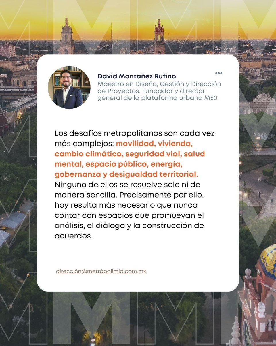 MetropoliMid's tweet photo. 🏙 En las ciudades, TODO está conectado. El cambio requiere sumar visiones distintas, colaboración y gobernanza.

Más detalles en la edición 84 de MetrópoliMid: https://t.co/zaHS1BbtuI

#CiudadesComplejas #SolucionesColectivas #GobernanzaUrbana https://t.co/T1i1Er8VuO