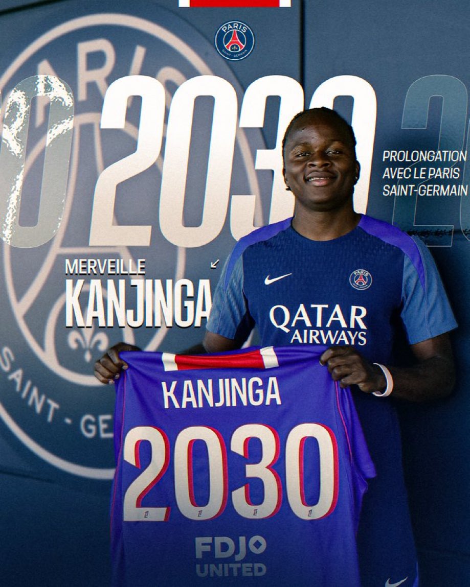 Paristeamfr's tweet photo. 🚨🔴🔵 Le PSG enclenche la première et blinde Merveille Kanjiga de trois ans de plus. 

L’attaquante de la République démocratique du Congo 🇨🇩 est désormais sous contrat jusqu’en juin 2030 🔥🔥 #PSG 

Et ce n’est que le début 😉😉😉 https://t.co/pJKkjtCz7g
