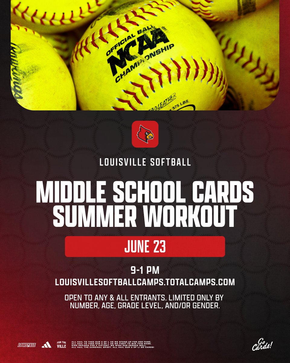 LouisvilleSB's tweet photo. Two camps are coming up next week and we still have a few spots open! Registration will close Saturday (June 20) at noon, don't miss out‼️

🔗 https://t.co/Uh3Y4TmiG4 

#GoCards https://t.co/NF6kibJPuQ