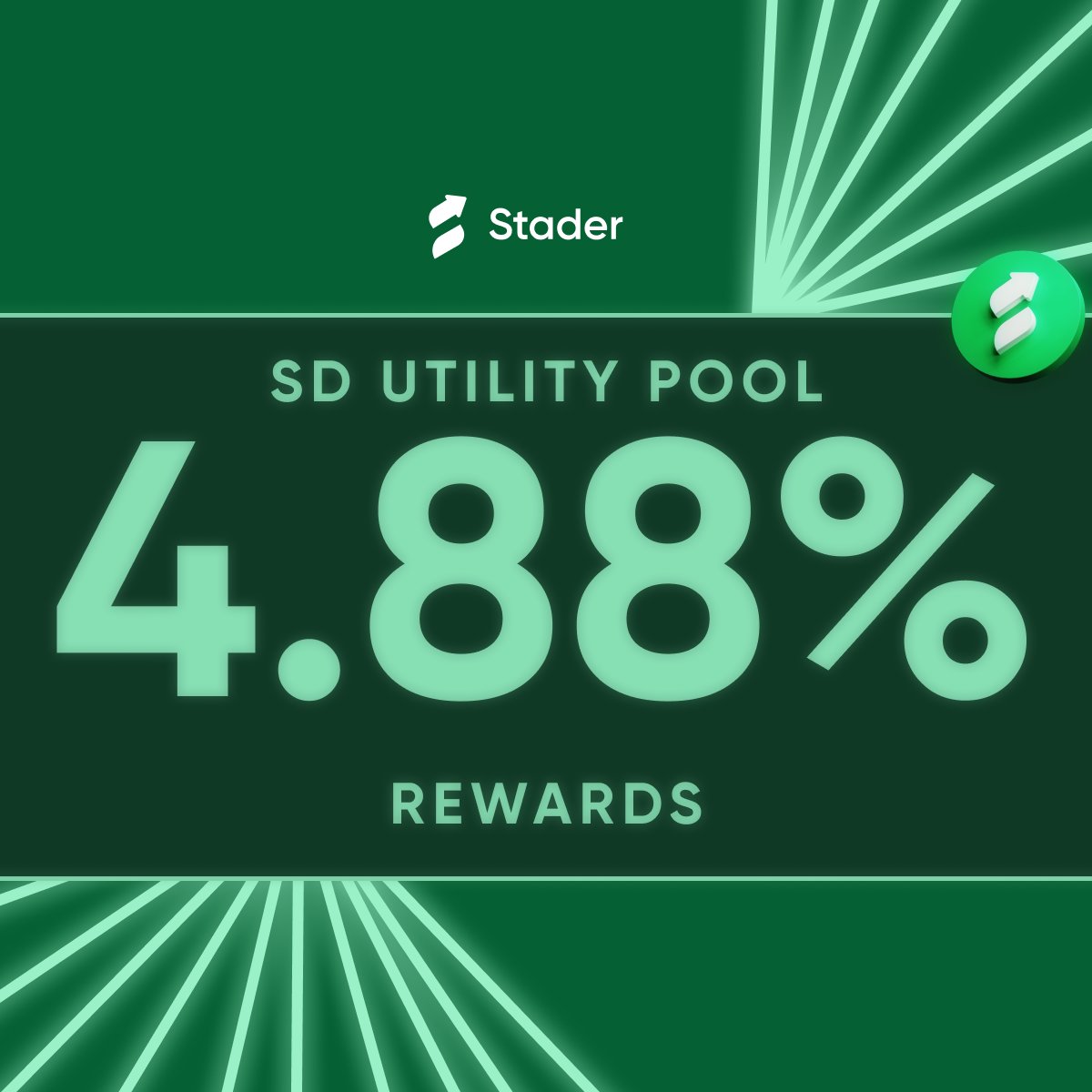 staderlabs's tweet photo. $SD just keeps giving!

Delegate your $SD to the SD Utility Pool and earn up to 4.88% rewards.  

Don't just HODL, make your $SD work for you and help secure the network at the same time.  

Get started here: https://t.co/zvnZDAVYlQ https://t.co/HGvSZLDrAh