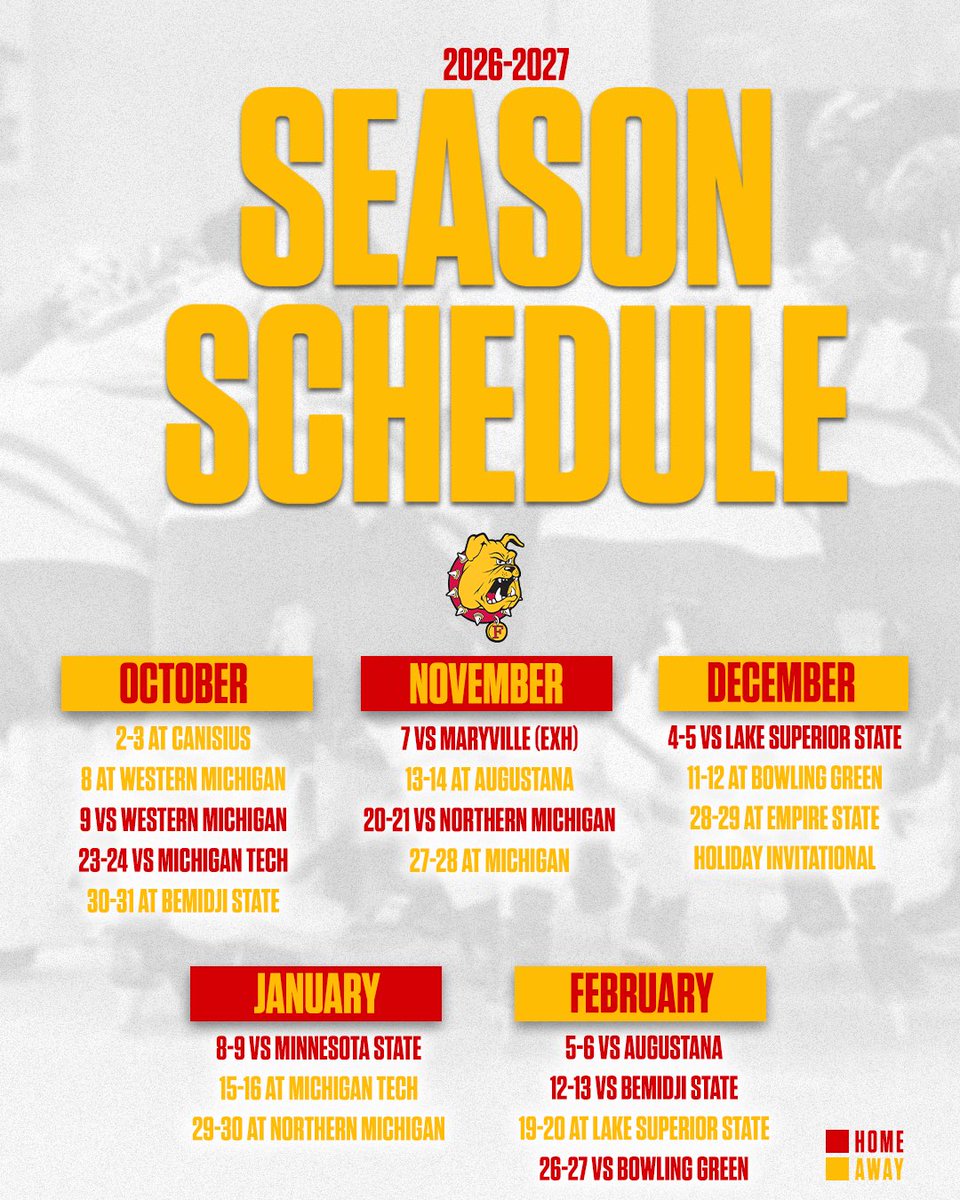FerrisHockey's tweet photo. The schedule is set. The countdown is on. 🐶🏒 https://t.co/3ABIRnoWNj